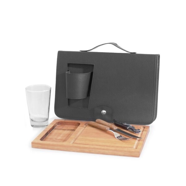 PORTA TABLITA LUXE ASADO X1 VASO VIDRIO BLACK