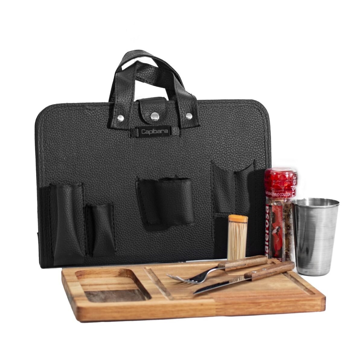 PORTA TABLITA LUXE ASADO X1 CON ESPECIERO BLACK - Imagen 2